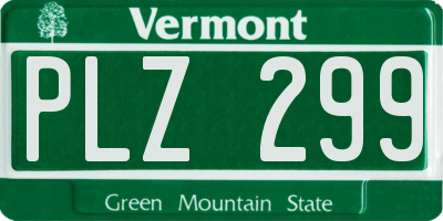 VT license plate PLZ299