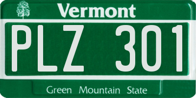 VT license plate PLZ301