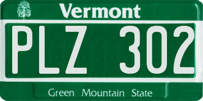 VT license plate PLZ302