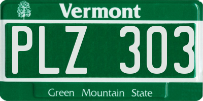 VT license plate PLZ303