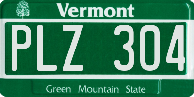 VT license plate PLZ304