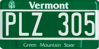 VT license plate PLZ305