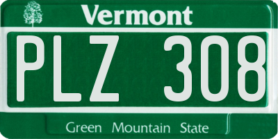 VT license plate PLZ308