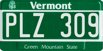 VT license plate PLZ309