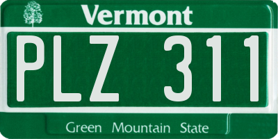 VT license plate PLZ311