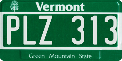 VT license plate PLZ313