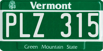 VT license plate PLZ315