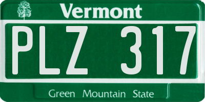 VT license plate PLZ317