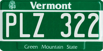 VT license plate PLZ322