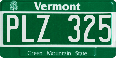 VT license plate PLZ325