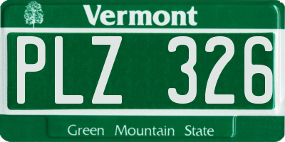 VT license plate PLZ326