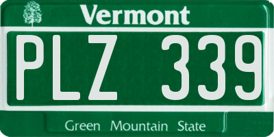VT license plate PLZ339