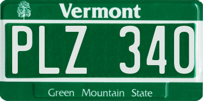 VT license plate PLZ340