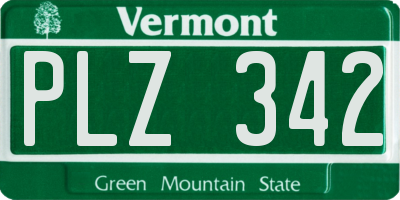 VT license plate PLZ342
