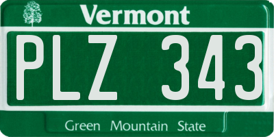 VT license plate PLZ343