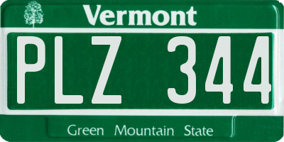 VT license plate PLZ344