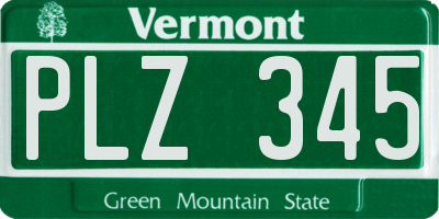 VT license plate PLZ345