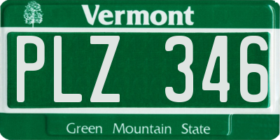 VT license plate PLZ346