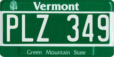 VT license plate PLZ349