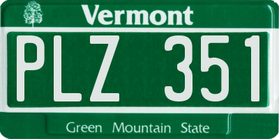 VT license plate PLZ351