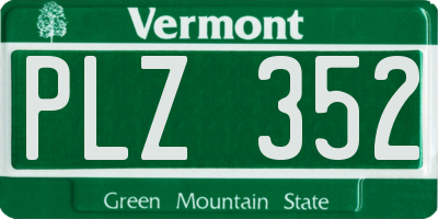 VT license plate PLZ352