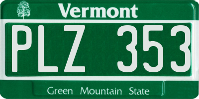 VT license plate PLZ353