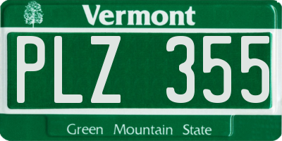 VT license plate PLZ355