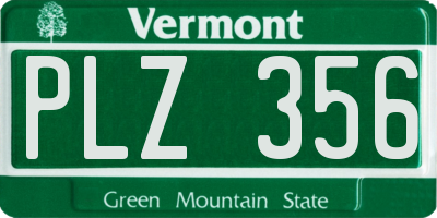 VT license plate PLZ356