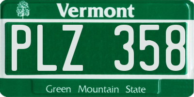 VT license plate PLZ358