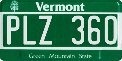 VT license plate PLZ360