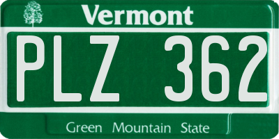 VT license plate PLZ362