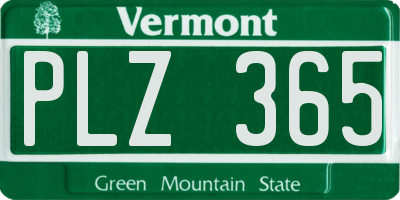 VT license plate PLZ365
