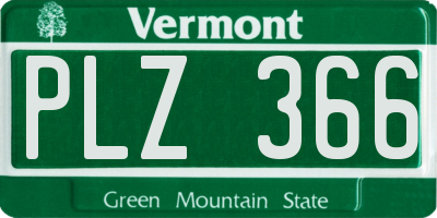 VT license plate PLZ366