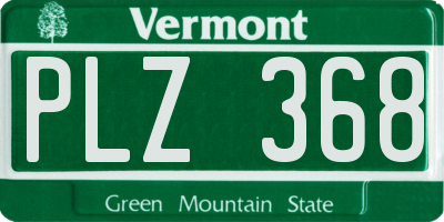 VT license plate PLZ368