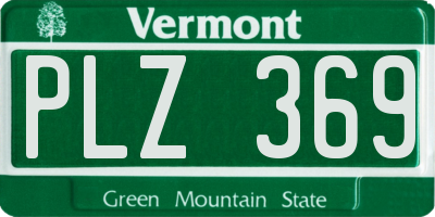 VT license plate PLZ369