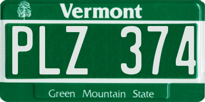 VT license plate PLZ374