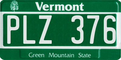 VT license plate PLZ376