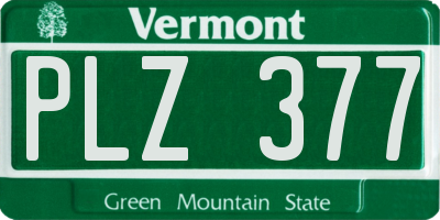 VT license plate PLZ377