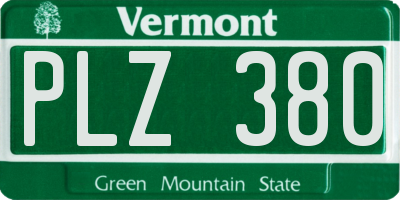 VT license plate PLZ380