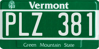 VT license plate PLZ381