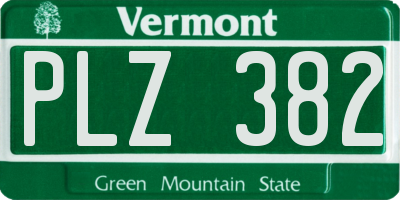 VT license plate PLZ382
