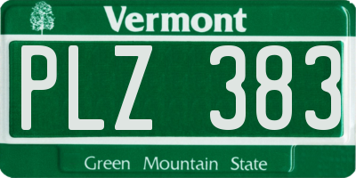 VT license plate PLZ383