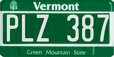 VT license plate PLZ387