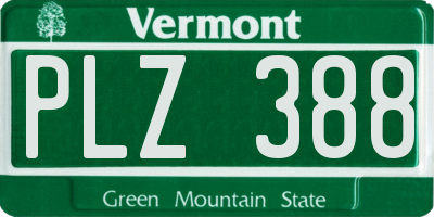 VT license plate PLZ388