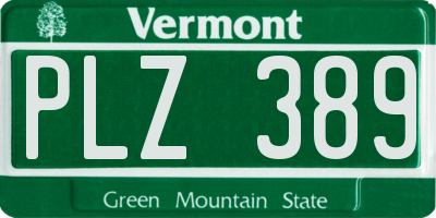 VT license plate PLZ389