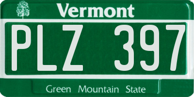 VT license plate PLZ397