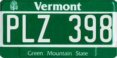 VT license plate PLZ398