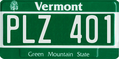 VT license plate PLZ401