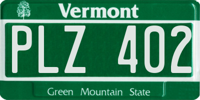 VT license plate PLZ402