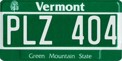 VT license plate PLZ404